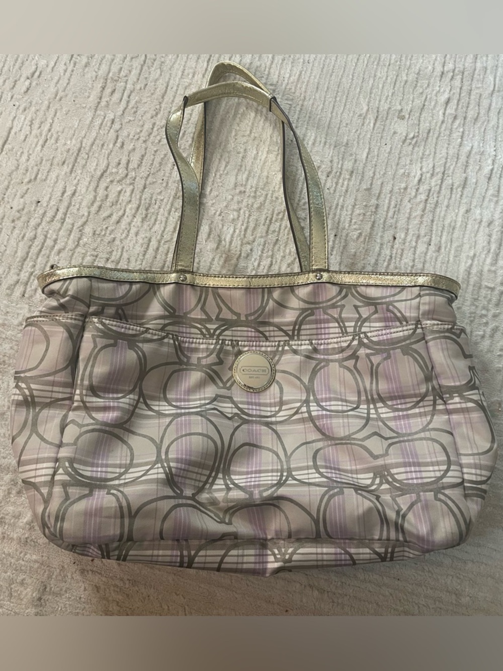 Coach Vintage Y2K Signature Canvas and Patent Leather Bag
Lilac